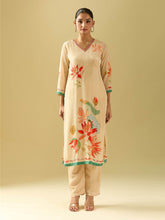 Neck Embroidery Crepe Kurta With Pants & Dupatta